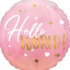 Balon na baby shower HELLO WORLD różowy