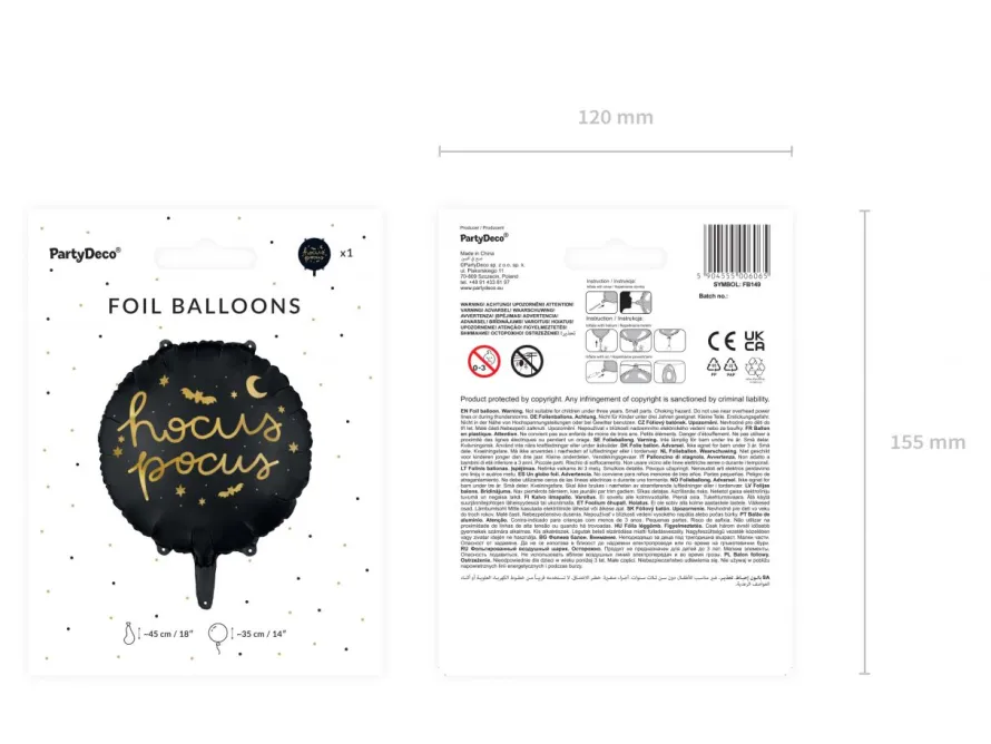 Balon na hel HOCUS POCUS czarny 45cm