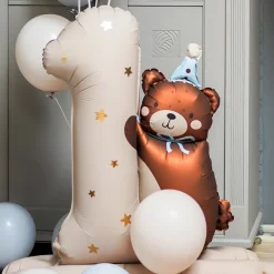 Balon na pierwsze urodziny CYFRA 1 Z MISIEM 81x72 cm