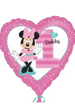 Balon na roczek dziewczynki MYSZKA MINNIE foliowy 43cm