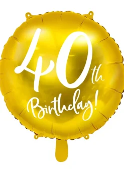 Balon na 40 URODZINY foliowy złoty 45cm