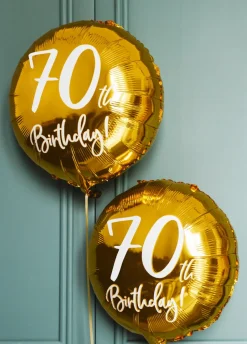 Balon na 70 URODZINY foliowy złoty 45cm