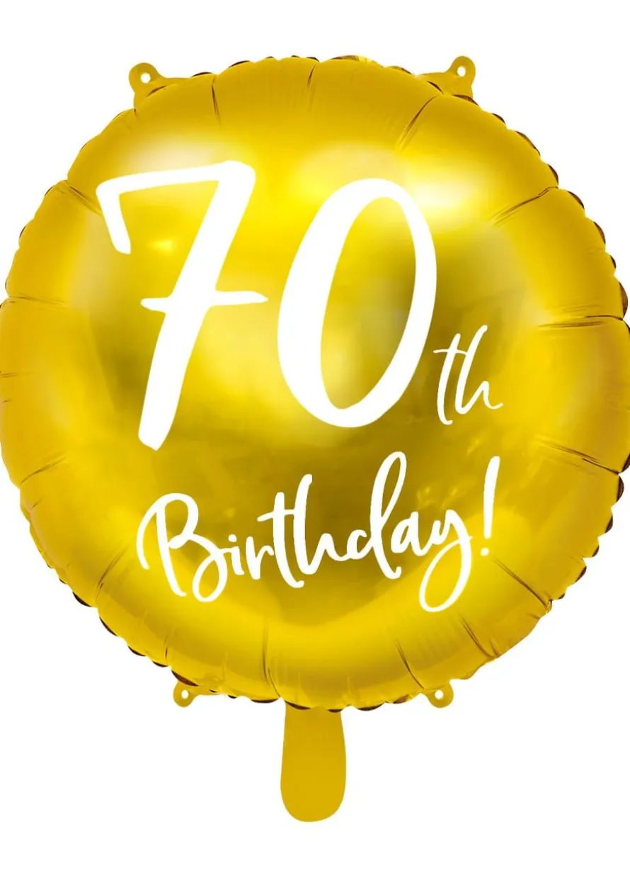 Balon na 70 URODZINY foliowy złoty 45cm