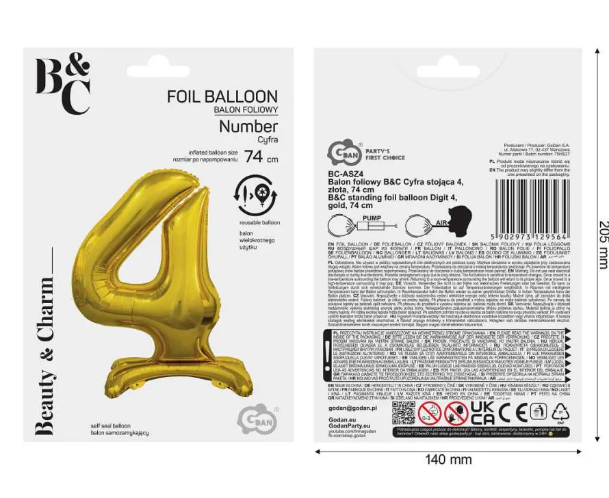 Balon STOJĄCY cyfra 4
