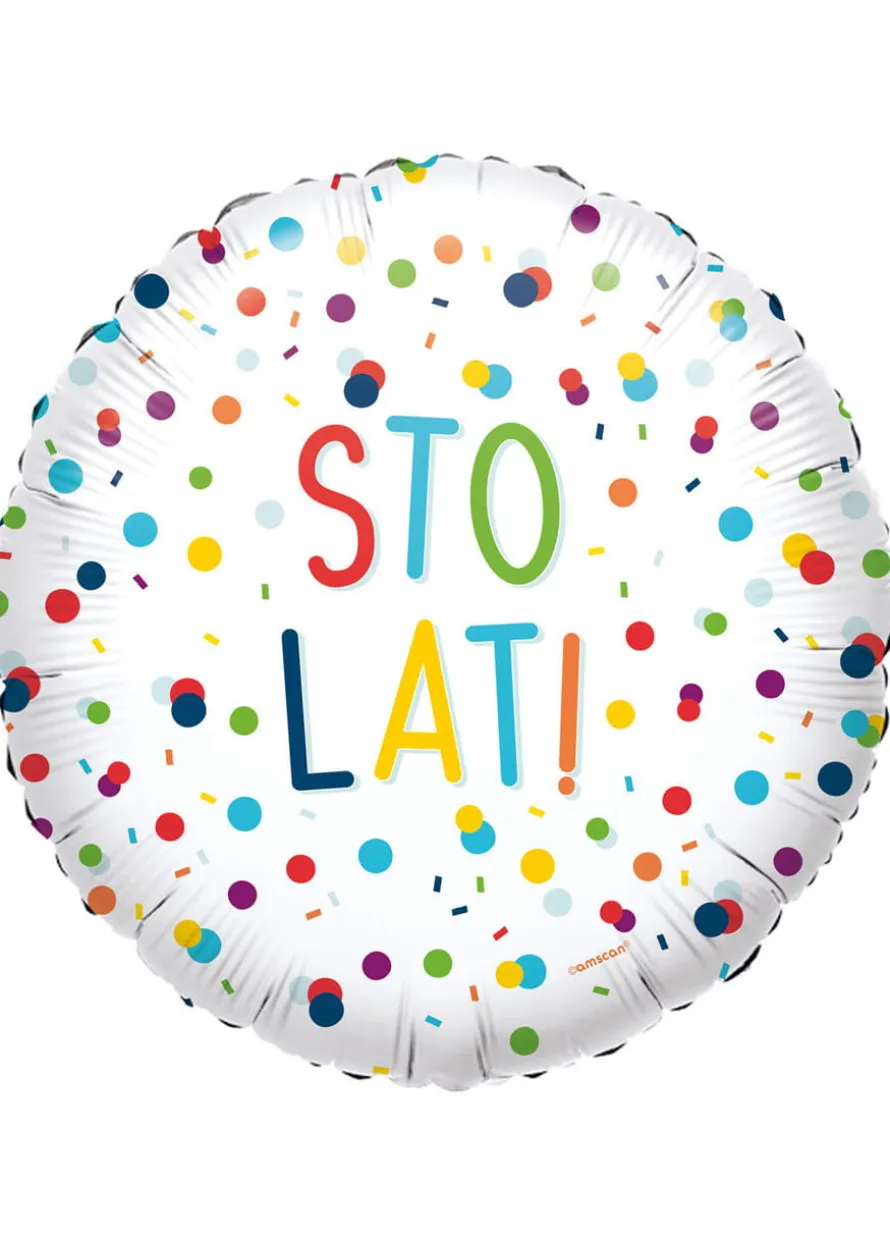 Balon urodzinowy w konfetti STO LAT foliowy