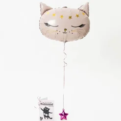 Balon w pudełku + kartka z kotkiem PREZENT DLA DZIEWCZYNKI