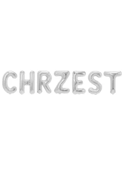 Balony CHRZEST napis srebrny