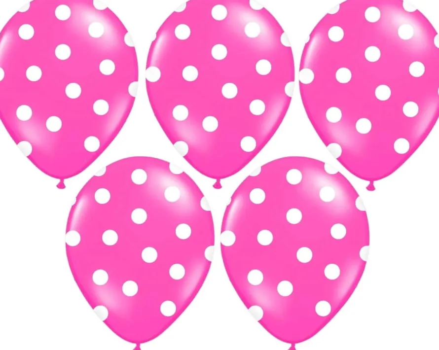Balony ciemnoróżowe w białe kropki (50szt.)