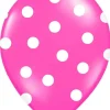 Balony ciemnoróżowe w białe kropki (6szt.)