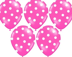 Balony ciemnoróżowe w białe kropki (6szt.)