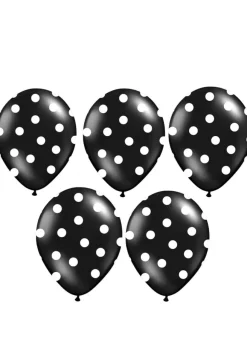 Balony czarne w białe kropki (6szt.)