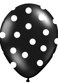 Balony czarne w białe kropki (6szt.)