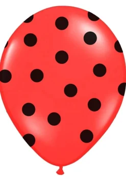 Balony czerwone w czarne kropki (6szt.)