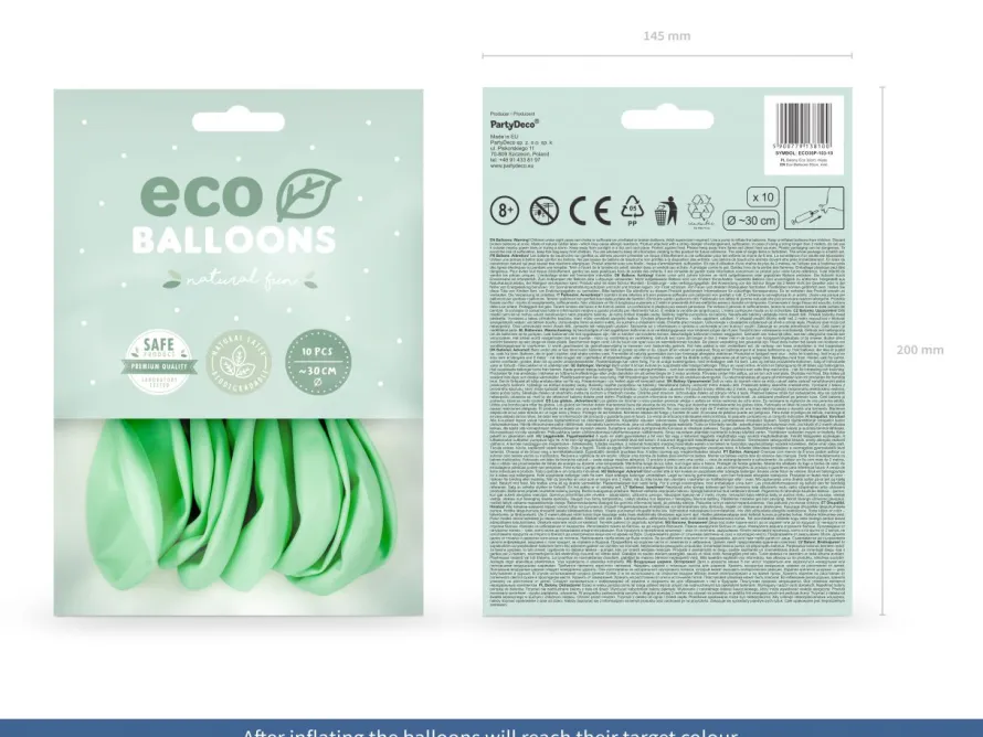 Balony ekologiczne miętowe 30cm (10szt.)