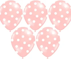 Balony jasnoróżowe w białe kropki (6szt.)