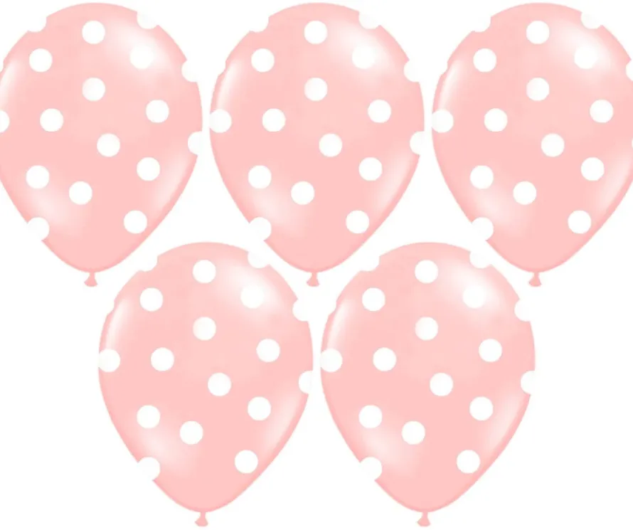 Balony jasnoróżowe w białe kropki (50szt.)