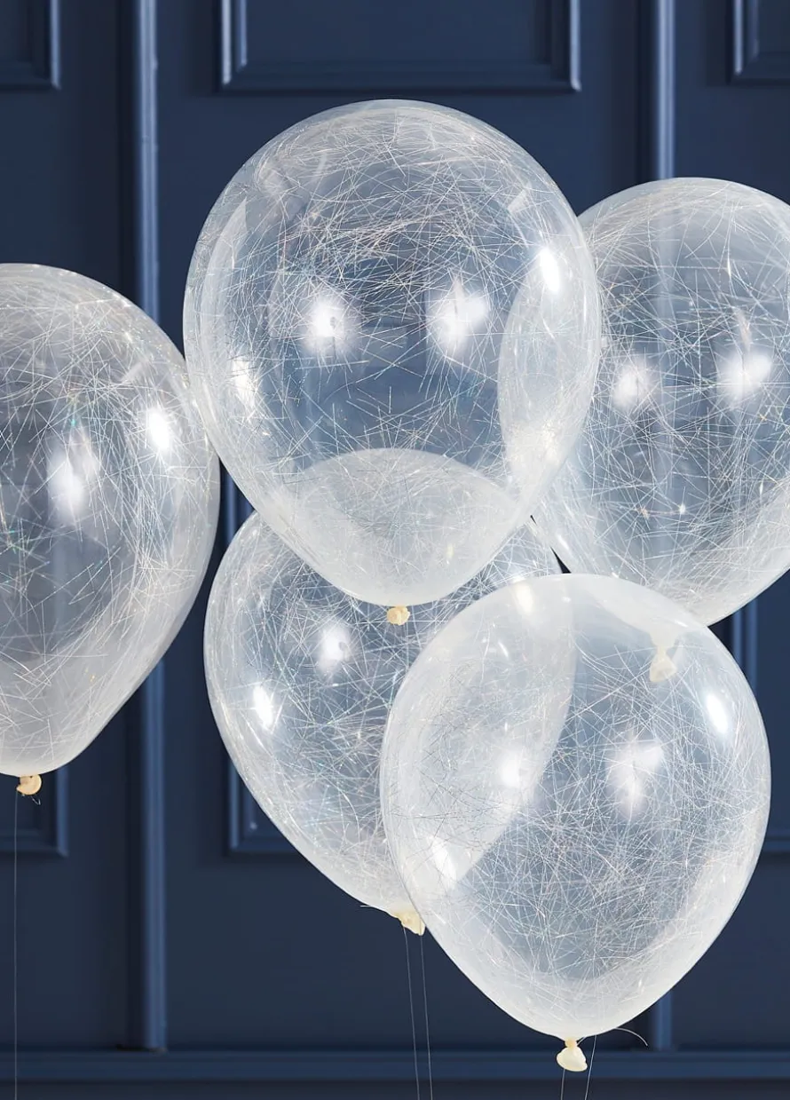 Balony konfetti WŁOSY ANIELSKIE srebrne (5szt.)