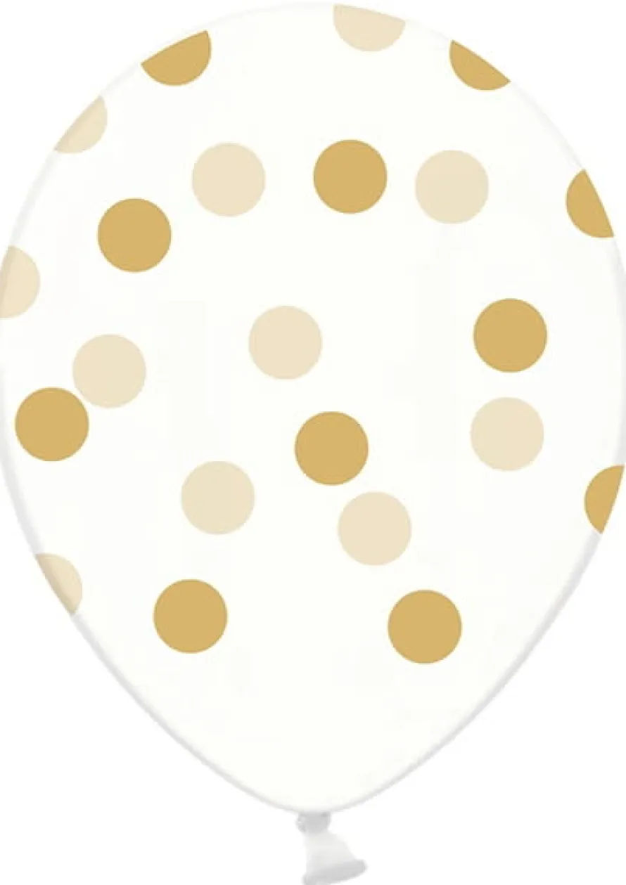 Balony KROPKI złote 30cm (6szt.)
