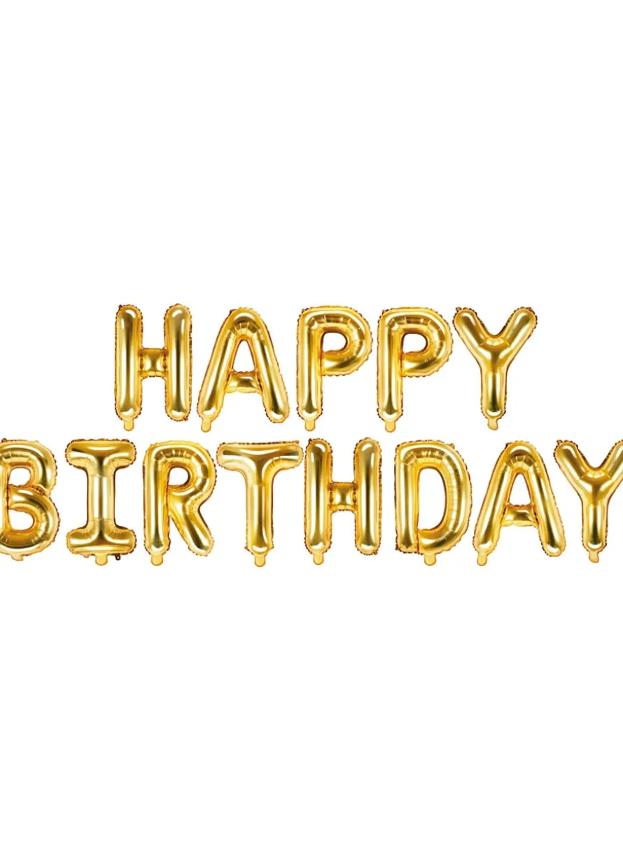 Balony litery napis HAPPY BIRTHDAY złoty
