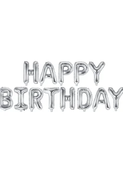Balony litery napis HAPPY BIRTHDAY srebrny
