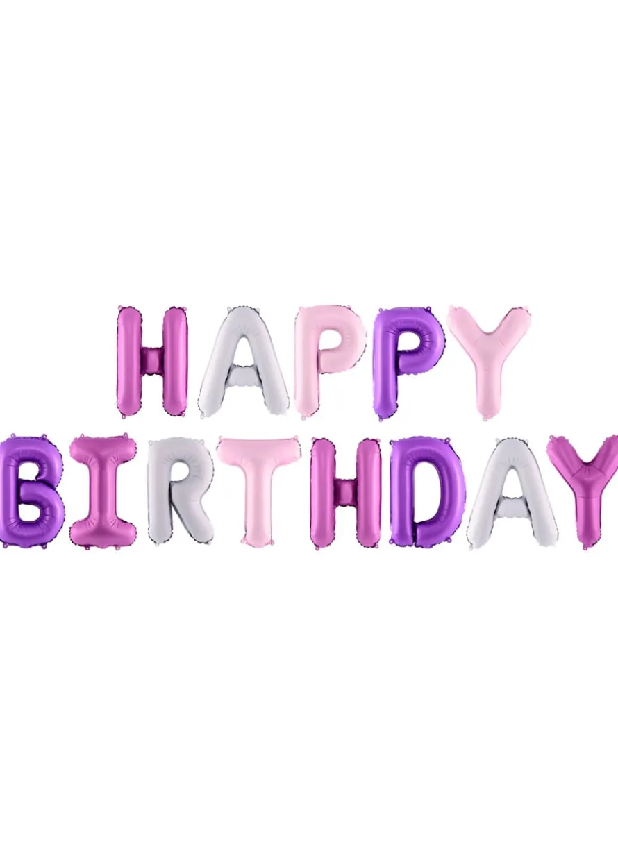 Balony litery napis HAPPY BIRTHDAY różowy