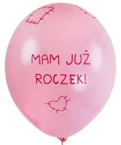 Balony MAM JUŻ ROCZEK różowe 30cm (6szt.)