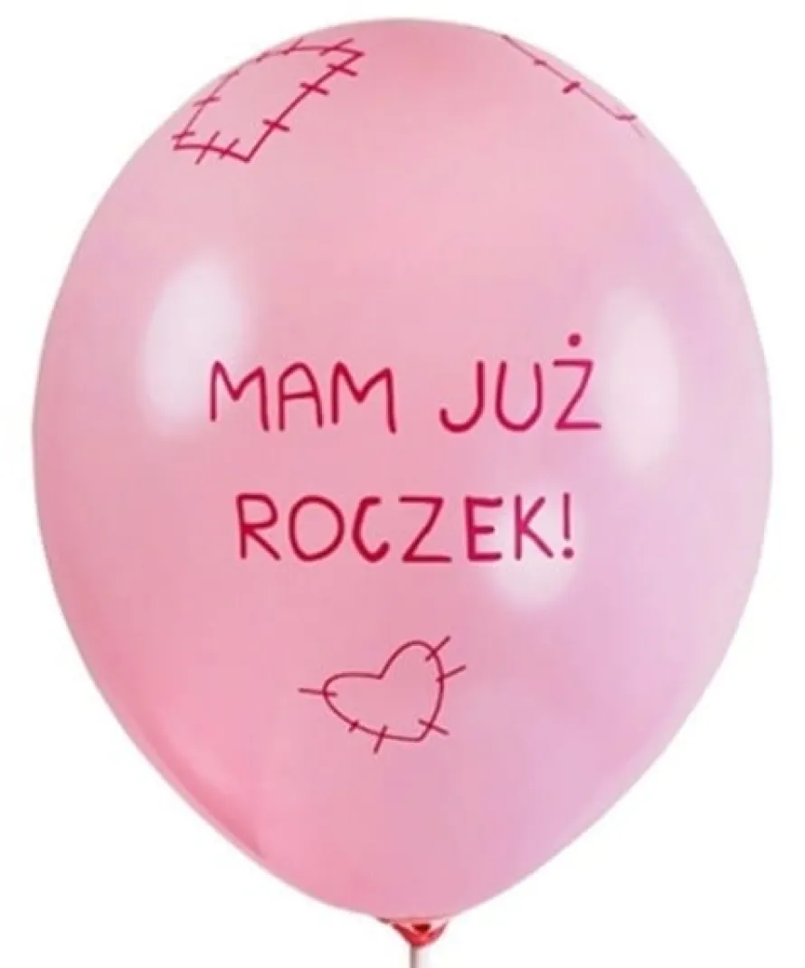 Balony MAM JUŻ ROCZEK różowe 30cm (6szt.)