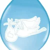 Balony na baby shower BOCIAN niebieskie (8szt.)
