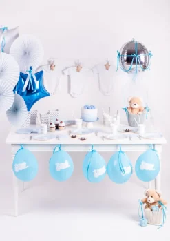 Balony na baby shower BOCIAN niebieskie (8szt.)