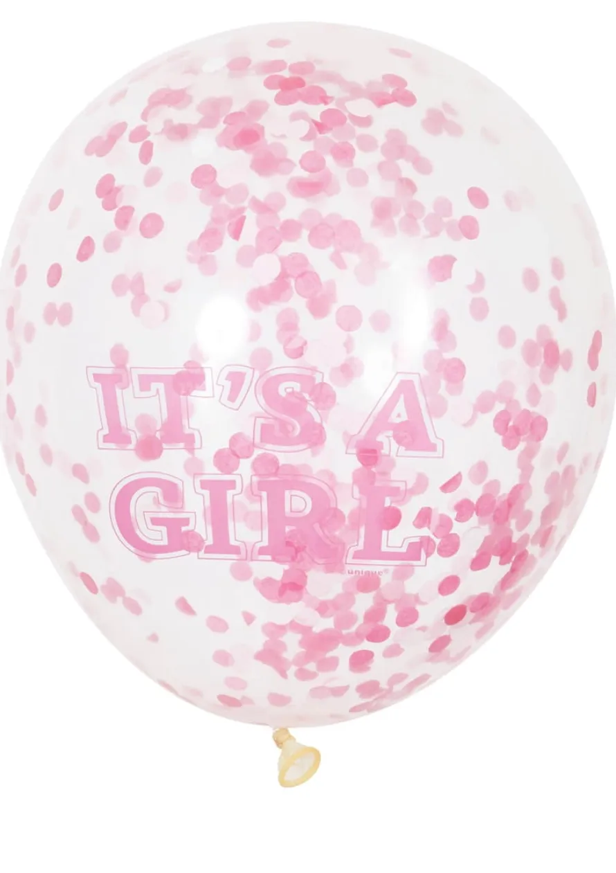 Balony na baby shower IT'S A GIRL z konfetti (6szt.)