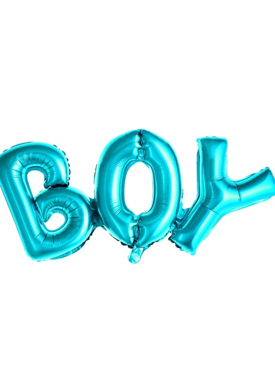 Balony na baby shower napis BOY niebieski