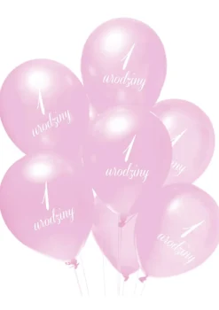 Balony na roczek dla dziewczynki RÓŻOWE (5szt.)