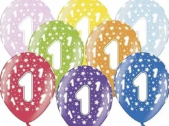 Balony na roczek 1 URODZINY metaliczne 30cm (6szt.)