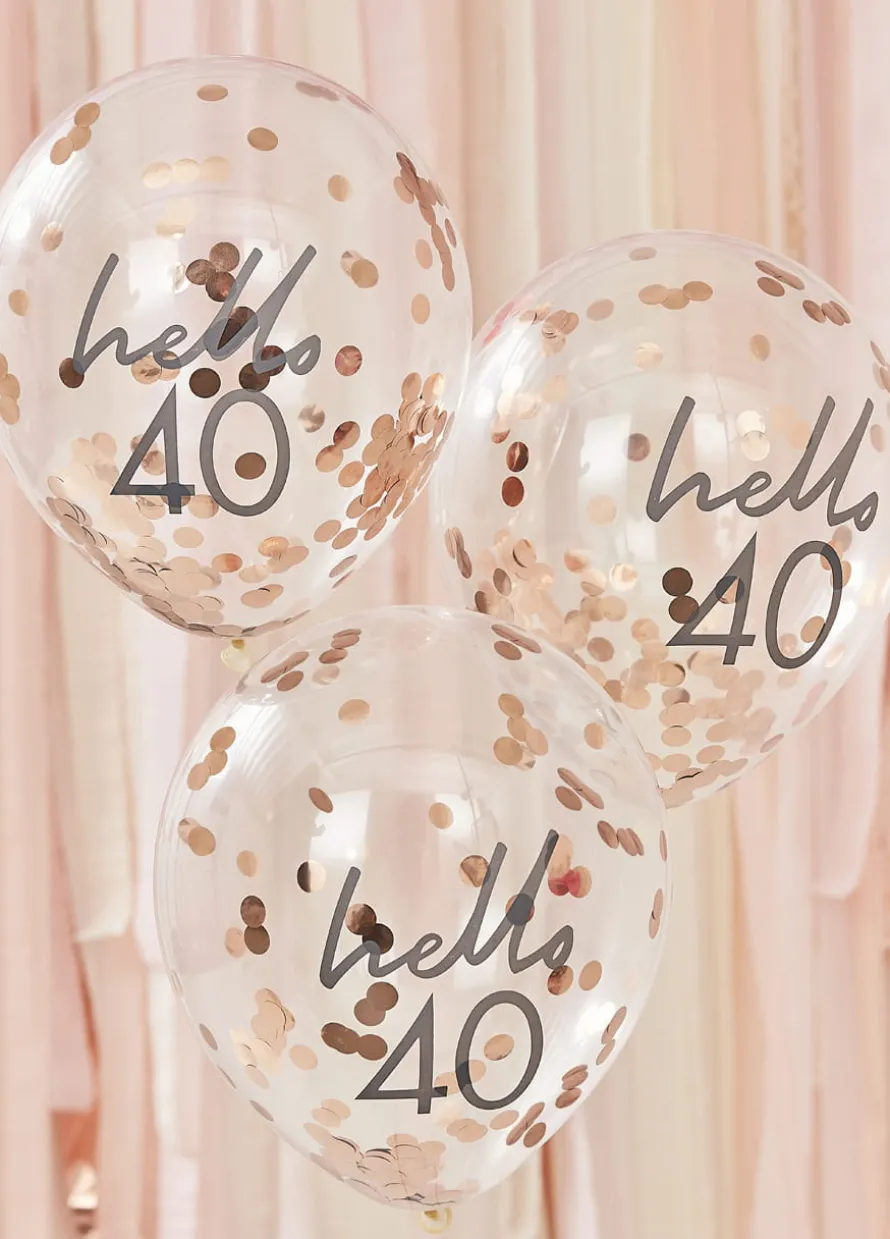 Balony na 40 urodziny KONFETTI (5szt.)