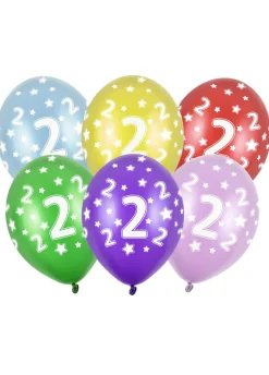 Balony na 2 URODZINY metaliczne 30cm (6szt.)