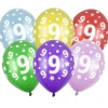 Balony na 9 URODZINY metaliczne 30cm (6szt.)