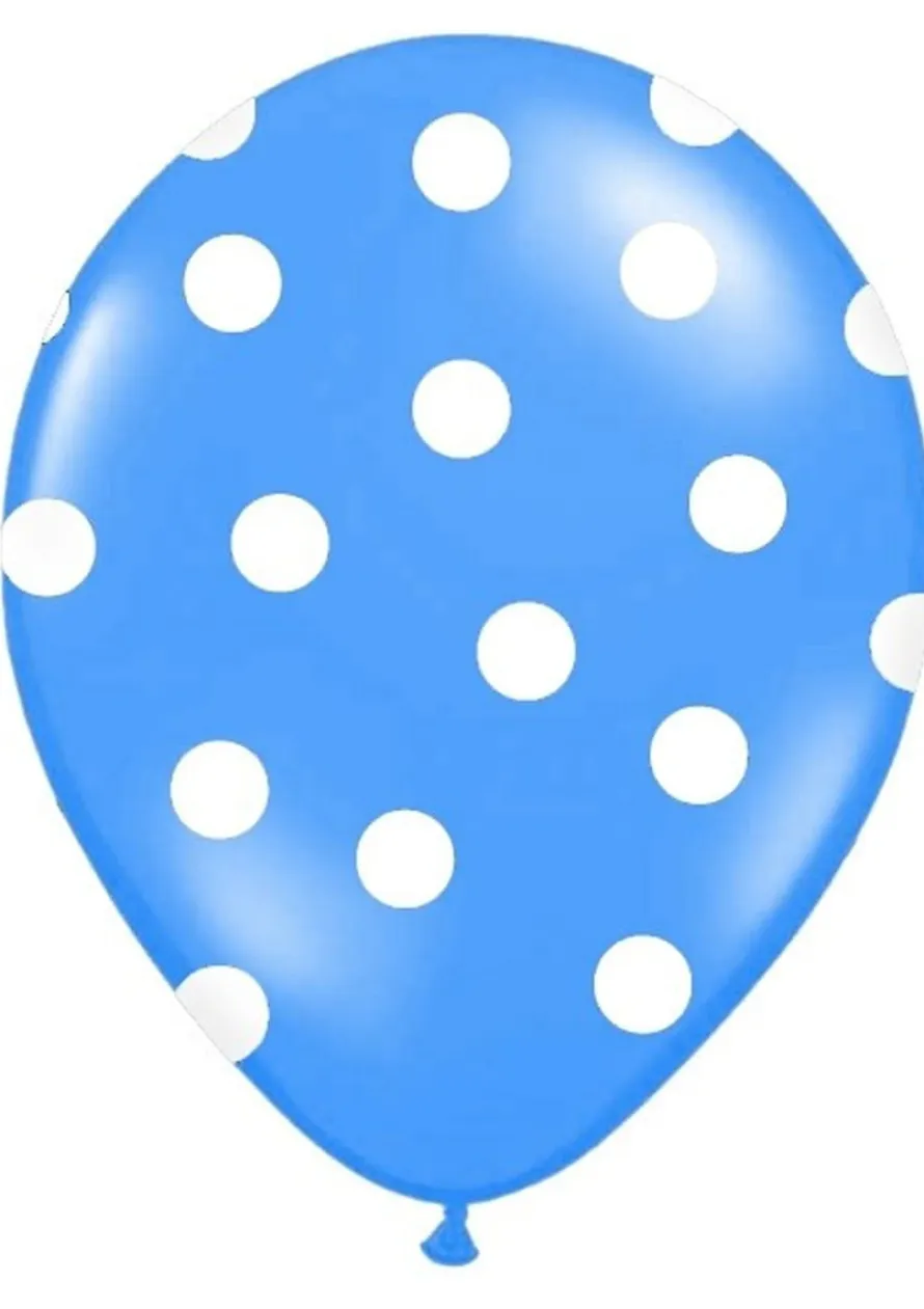 Balony niebieskie w białe kropki (50szt.)