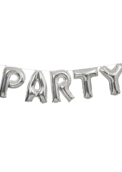 Balony PARTY napis srebrny