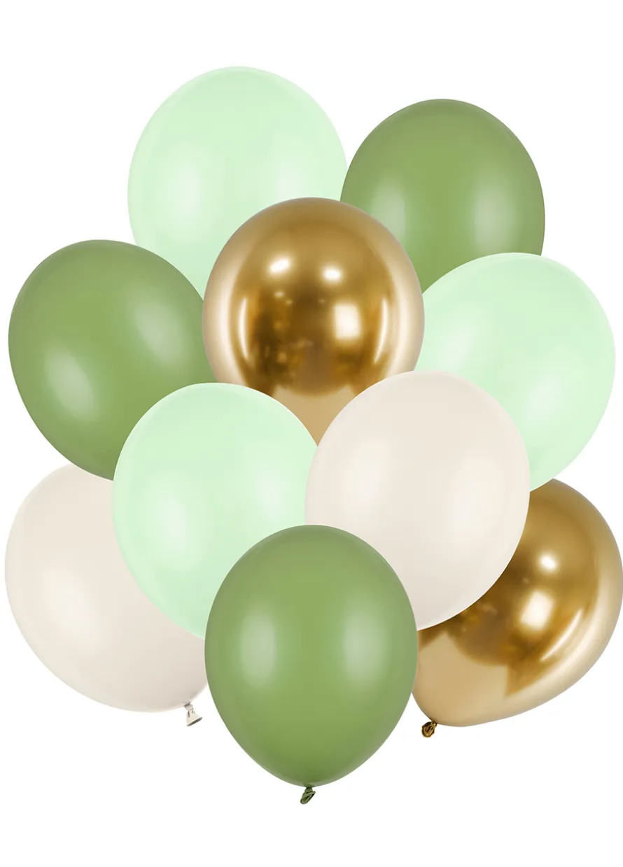 BALONY PISTACJOWE I ZŁOTE 10 szt.