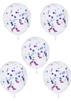 Balony przeźroczyste KONFETTI z ustnikiem (5szt.)