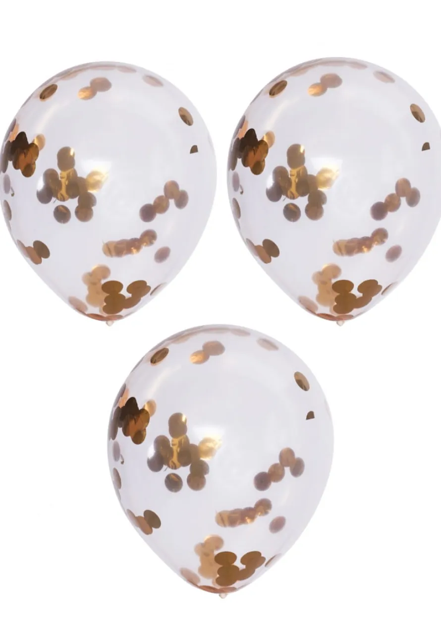 Balony urodzinowe z KONFETTI złotym 30cm (3szt.)