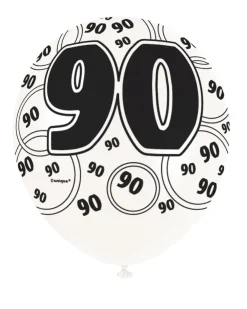 Balony 90 URODZINY GLITZ czarne (6szt.)