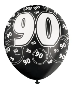 Balony 90 URODZINY GLITZ czarne (6szt.)