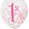 Balony 1 URODZINY z konfetti (6szt.)
