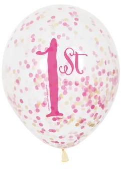 Balony 1 URODZINY z konfetti (6szt.)
