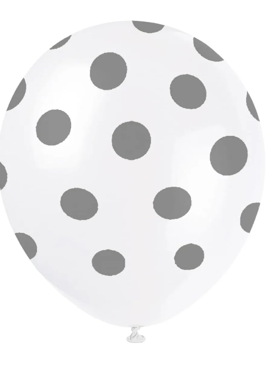 Balony w srebrne kropki 30cm (6szt.)
