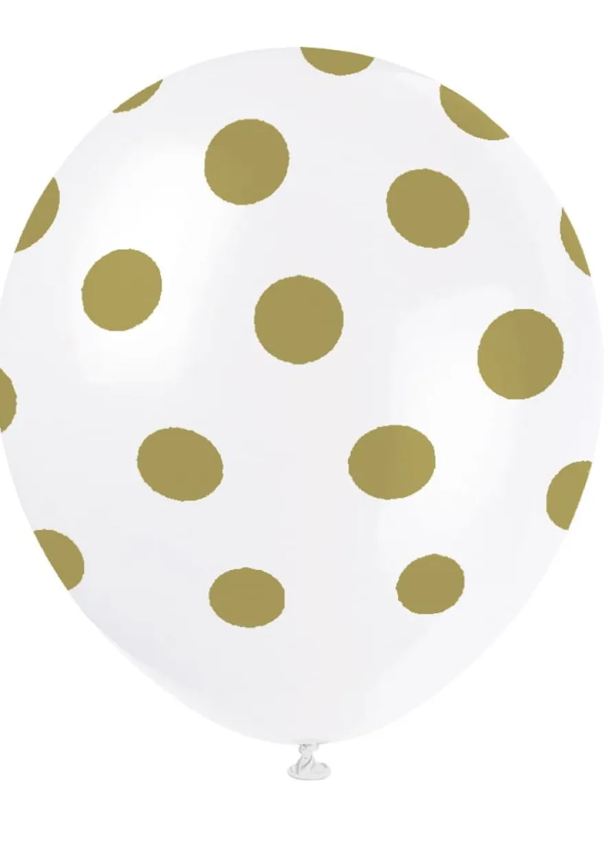 Balony w złote kropki 30cm (6szt.)