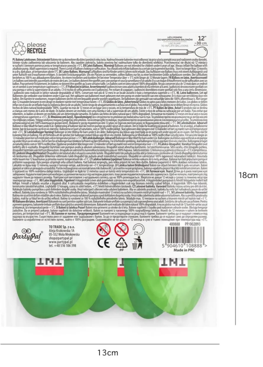 Balony zielone TNT piksele (12szt.)