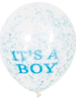 Balony z konfetti na baby shower IT'S A BOY (6szt.)