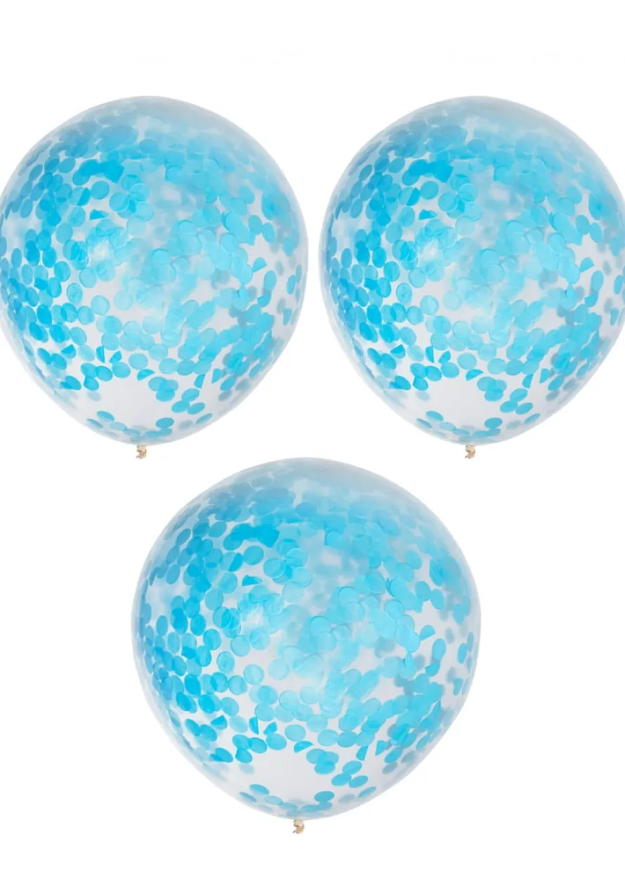 Balony z KONFETTI niebieskim 30cm (3szt.)